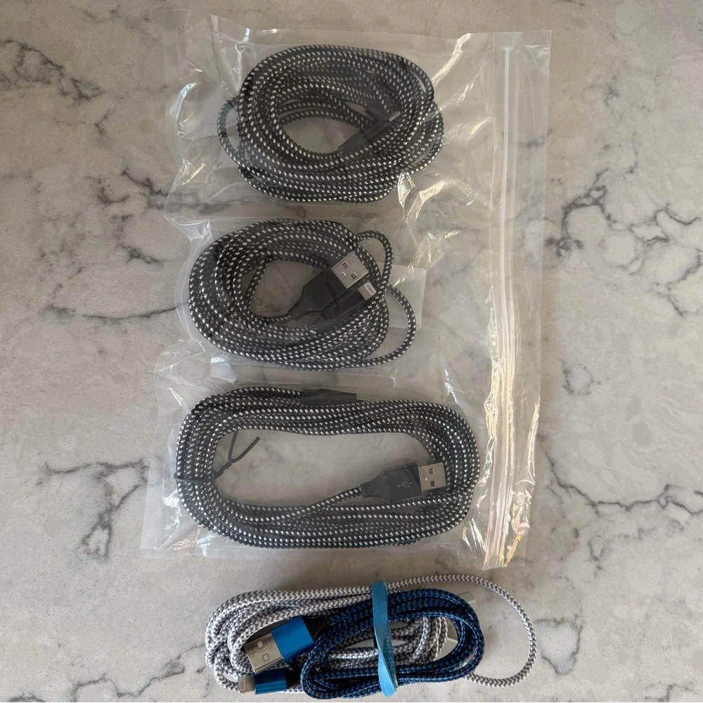 Braided USB Charging Cable - Black and White